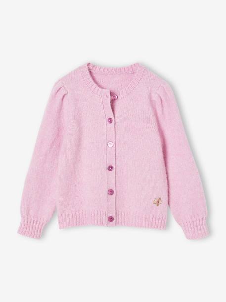 Flauschige Mädchen Strickjacke - lila - 1