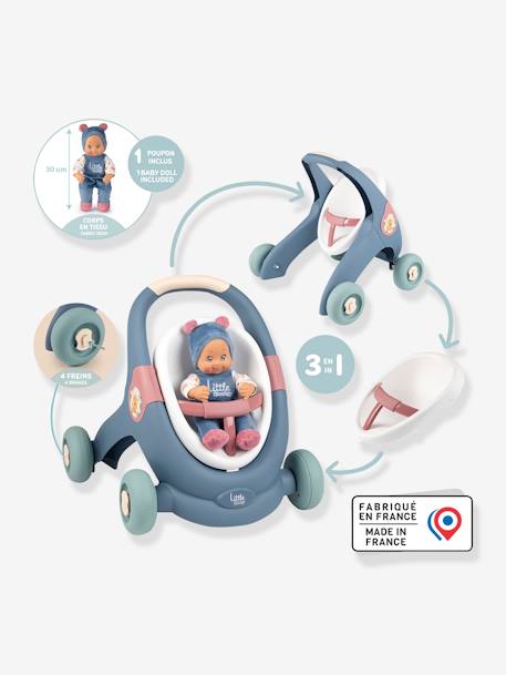 3-in-1 Baby Lauflernhilfe/Puppenkinderwagen mit Puppe SMOBY - mehrfarbig - 1