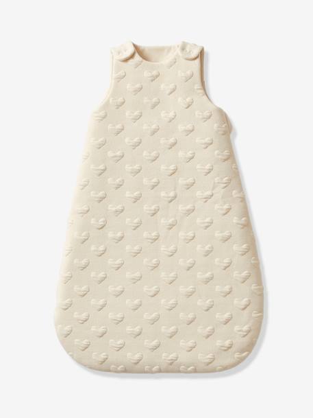 Baby Schlafsack JACQUARD personalisierbar Oeko-Tex - ocker+wollweiß herzen - 6