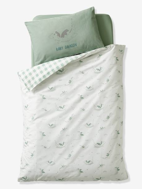 Baby Bettbezug ohne Kissenbezug DRACHE Oeko-Tex - weiß bedruckt - 1