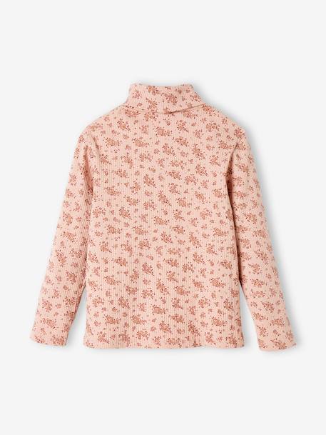 Geripptes Mädchen Rollkragen-Shirt - mehrfarbig+pudrig rosa - 8