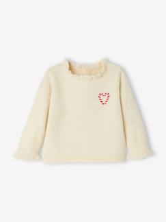 Babymode-Pullover, Strickjacken & Sweatshirts-Baby Weihnachts-Pullover mit Rüschenkragen