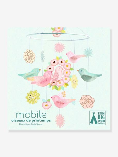 Kinder Papier-Mobile Vögel & Blumen DJECO - rosa bedruckt - 2