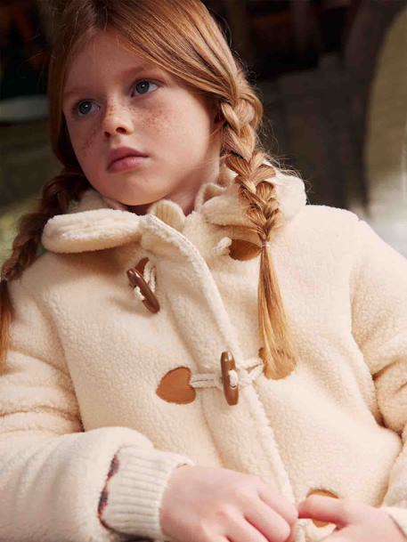 Mädchen Teddyfleece-Mantel mit Knebelverschluss, Wattierung Recycling-Polyester - wollweiß - 9