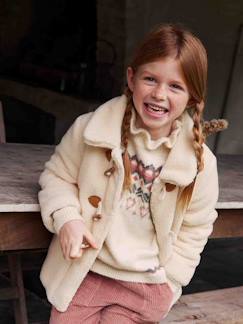 Maedchenkleidung-Mädchen Teddyfleece-Mantel mit Knebelverschluss, Wattierung Recycling-Polyester
