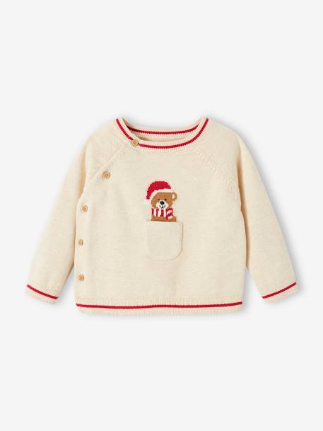 Baby Weihnachts-Set: Pullover & Hose Oeko-Tex - beige meliert - 2
