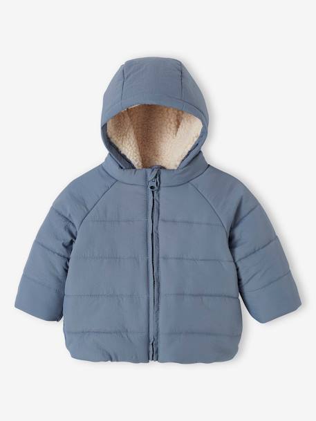 Baby Winterjacke mit abnehmbarer Kapuze, Recycling-Polyester - graublau - 3