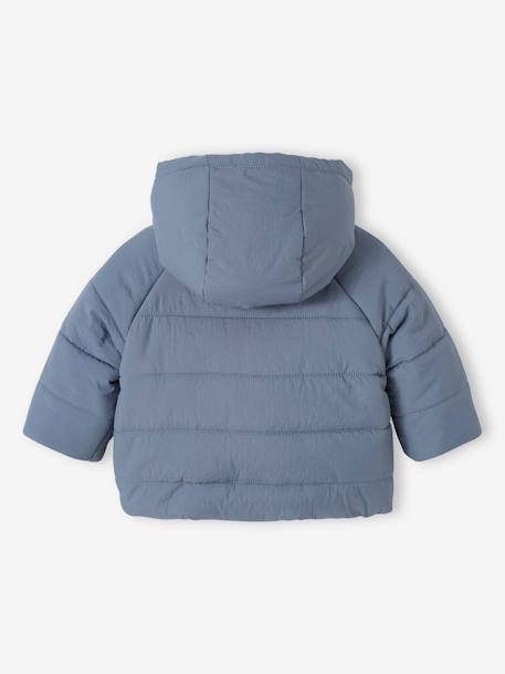 Baby Winterjacke mit abnehmbarer Kapuze, Recycling-Polyester - graublau - 7