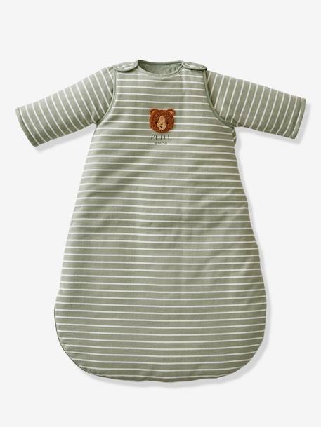 Baby Winterschlafsack mit Bär oder Fuchs Oeko Tex - grün gestreift/grüner wald+nachtblau gestreift/kleiner fu - 1
