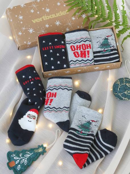 Jungen Weihnachts-Geschenkset: 3er-Pack Socken Oeko-Tex - marine - 1