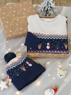 Jungenkleidung-Pullover, Strickjacken, Sweatshirts-Jungen Geschenk-Set: Pullover & Mütze, Jacquard