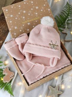 Babymode-Accessoires-Mützen, Schals & Handschuhe-Mädchen Baby Weihnachts-Geschenkset: Mütze, Fäustlinge & Rundschal