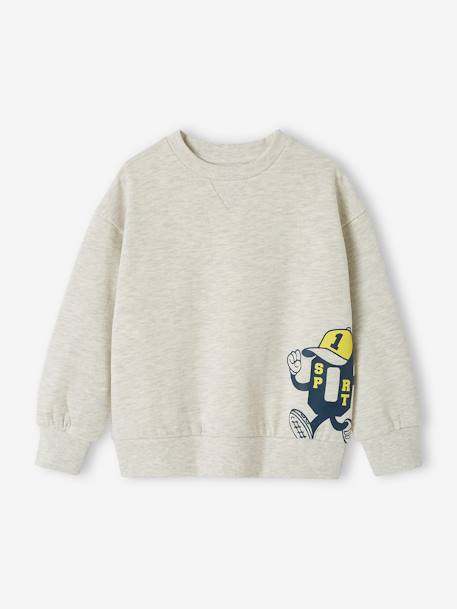 Jungen Sport-Sweatshirt mit Print Oeko-Tex - weiß meliert - 1