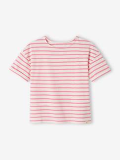 -Geringeltes Mädchen T-Shirt mit Recycling-Baumwolle, personalisierbar