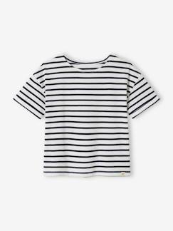 Maedchenkleidung-Geringeltes Mädchen T-Shirt mit Recycling-Baumwolle, personalisierbar