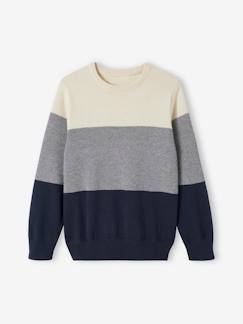 Jungenkleidung-Pullover, Strickjacken, Sweatshirts-Jungen Pullover mit Colorblock-Streifen Oeko-Tex