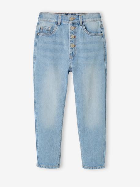 Mädchen Mom-Fit-Jeans, WATERLESS Hüftweite REGULAR - blue stone+double stone+jeansblau - 10