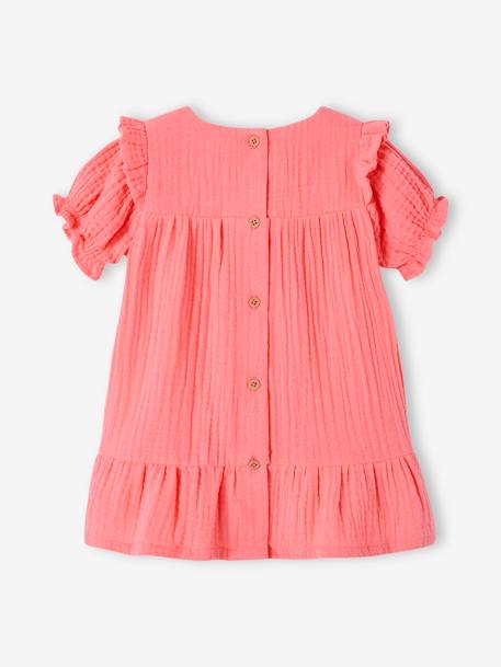 Baby Kleid aus Musselin - koralle+vanille - 2