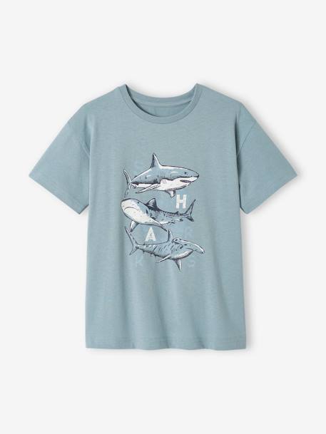 Jungen T-Shirt mit Tierprint, Recycling-Baumwolle - anthrazit+graublau+wollweiß - 5