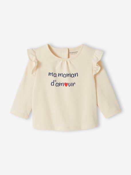 Baby T-Shirt mit Schriftzug Bio-Baumwolle - hellrosa+wollweiß - 6