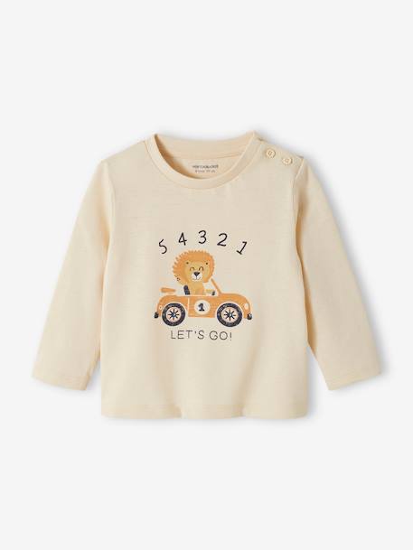 Jungen Baby Shirt Oeko-Tex - grau meliert+vanille - 4