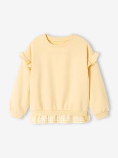 Maedchenkleidung-Pullover, Strickjacken & Sweatshirts-Mädchen Sweatshirt mit Volant-Saum personalisierbar