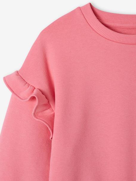 Mädchen Sweatshirt mit Volant-Saum personalisierbar - bonbon rosa+pastellgelb - 4