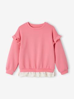 Maedchenkleidung-Pullover, Strickjacken & Sweatshirts-Sweatshirts-Mädchen Sweatshirt mit Volant-Saum personalisierbar