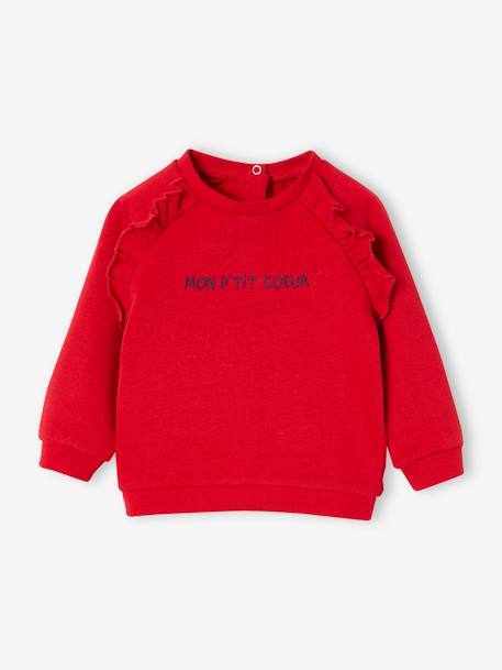 Baby Sweatshirt MON P'TIT COEUR, personalisierbar - altrosa+rot - 7