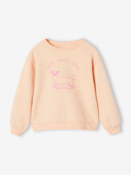 Mädchen Sweatshirt mit Print Basics Oeko-Tex - aprikose+bonbon rosa+grau meliert+himmelblau - 1
