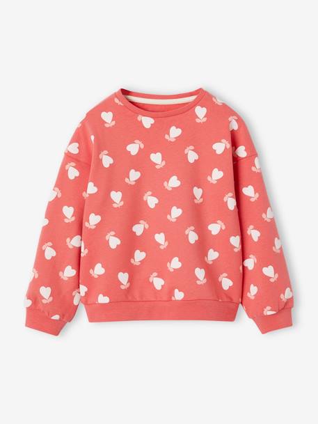 Mädchen Sweatshirt  Oeko-Tex - blau weiße tupfen+rot herzen+wollweiß vogel gelb+zartrosa blumen - 7