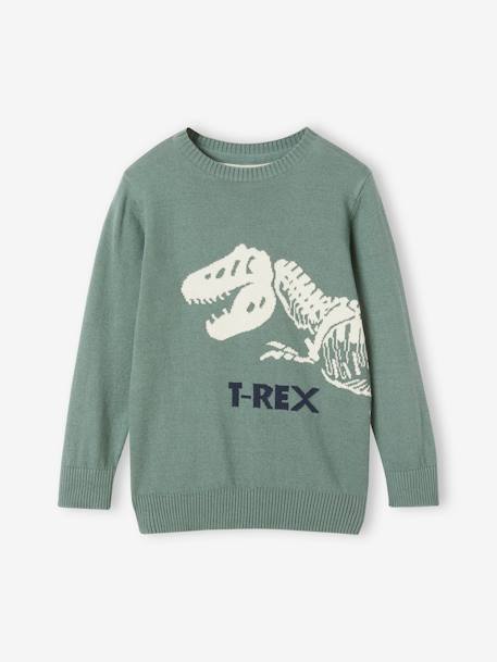 Jungen Pullover mit Dino Oeko-Tex - salbeigrün - 1