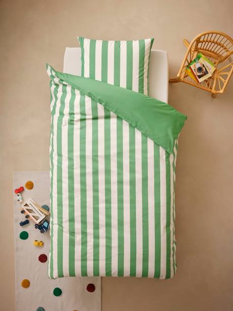 Kinder Bettwäsche-Set STRANDKORB mit Recycling-Baumwolle - gelb gestreift+grün gestreift+rosa gestreift - 11