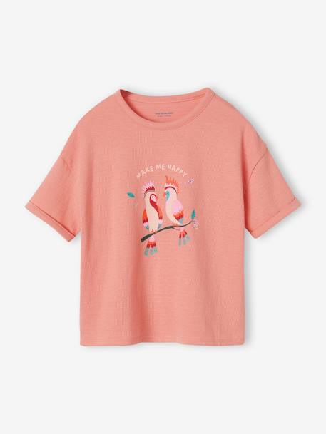 Mädchen T-Shirt Oeko-Tex - koralle+pastellgelb - 1