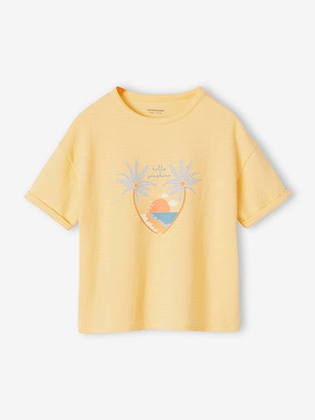 Mädchen T-Shirt Oeko-Tex - koralle+pastellgelb - 5