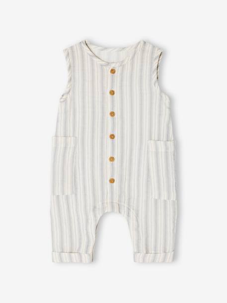 Baby Musselin-Overall - cappuccino+hellbeige bedruckt+wollweiß - 8