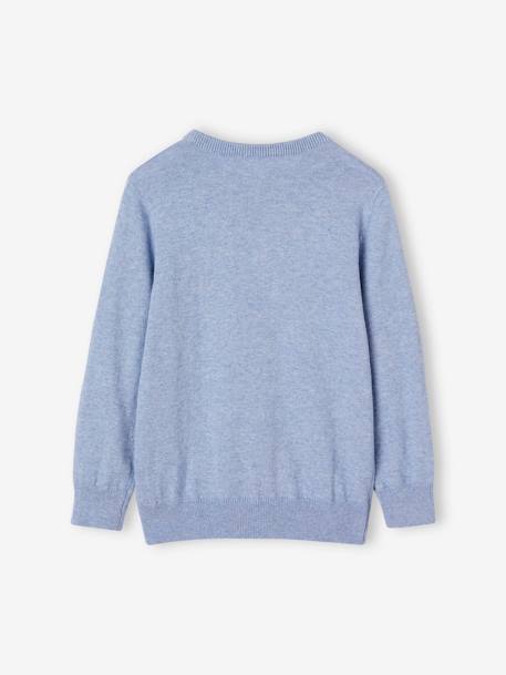 Jungen Pullover mit Henley-Ausschnitt Oeko-Tex, personalisierbar - beige meliert+blau meliert+mintgrün - 7