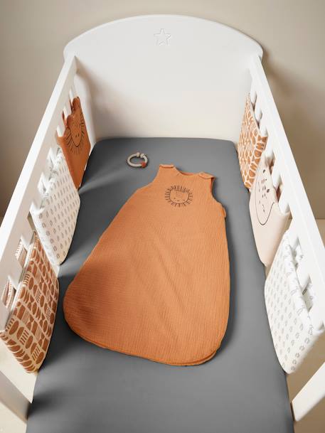 Baby Bettumrandung/Laufgitter-Polster ETHNIC mit Recycling-Polyester - beige bedruckt - 1