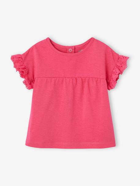 Baby T-Shirt aus Bio-Baumwolle, personalisierbar - fuchsia+wollweiß - 1