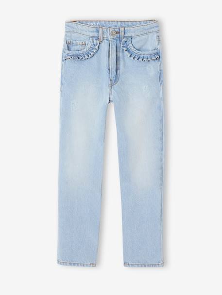 Gerade Mädchen Jeans, Hüftweite SLIM - bleached+blue stone - 1