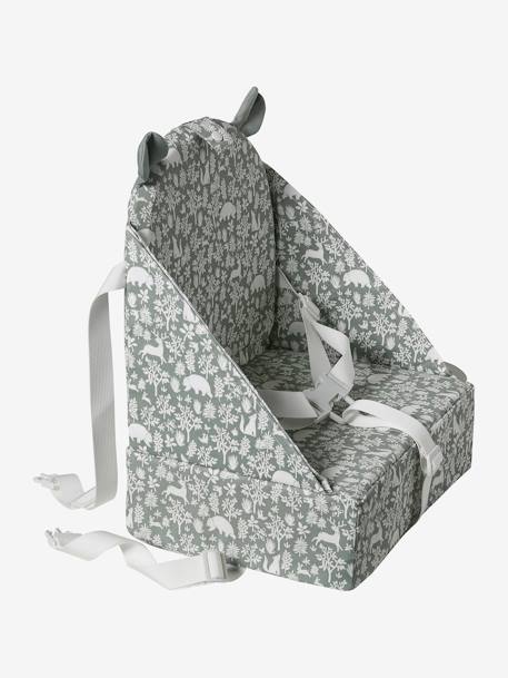 Kinder Stuhl-Sitzerhöhung - dunkelgrau/dreiecke+graugrün/waldspaziergang+hellbraun - 6