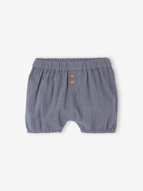 2er-Pack Baby Shorts aus Musselin - graublau+wollweiß - 2