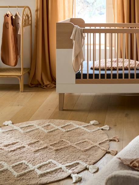 Runder Kinderzimmer Teppich mit Pompons, Berber-Stil - beige - 2