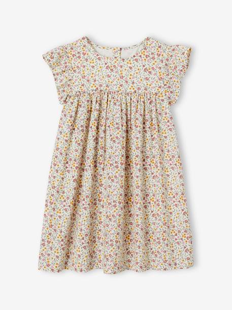 Kurzärmeliges Mädchen Sommerkleid - hellrosa+tannengrün+wollweiß - 10