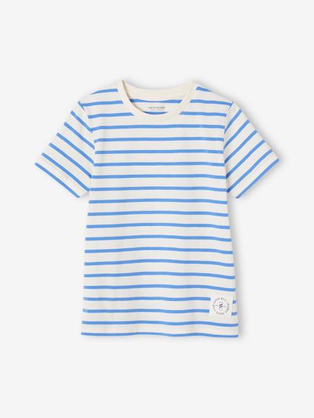 Jungen T-Shirt mit Streifen Oeko-Tex - aqua gestreift+azurblau+dunkelblau gestreift+gelb gestreift+rot gestreift - 6