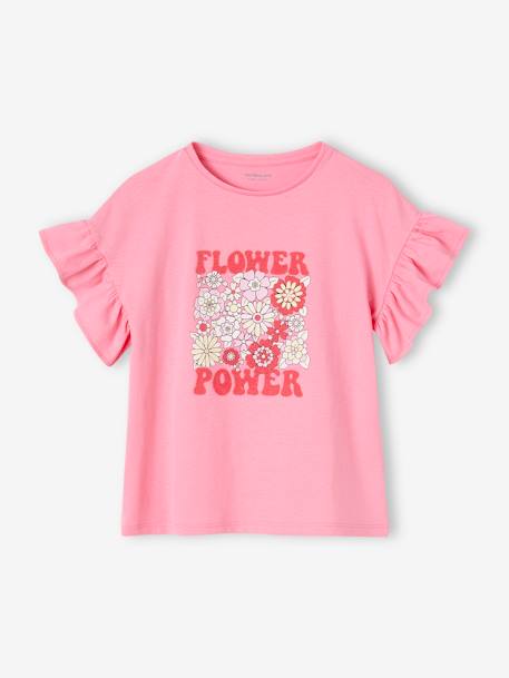 Mädchen T-Shirt FLOWER POWER Oeko-Tex - bonbon rosa - 1