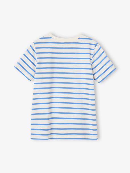 Jungen T-Shirt mit Streifen Oeko-Tex - aqua gestreift+azurblau+dunkelblau gestreift+gelb gestreift+rot gestreift - 7