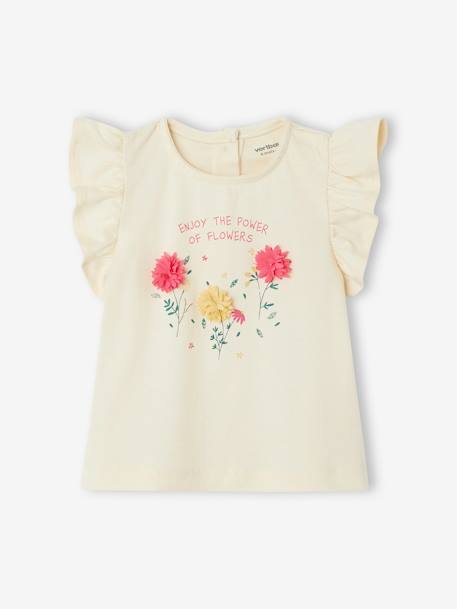 Mädchen Baby T-Shirt, 3D-Blumen Oeko-Tex - altrosa+wollweiß - 11