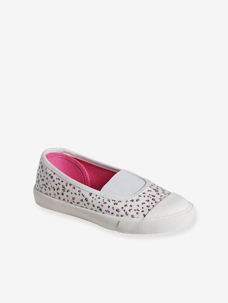 Mädchen Sneakers mit Gummizug und Anziehtrick - weiß/beige leoprint - 1