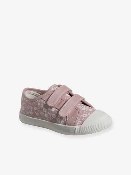Mädchen Stoff-Sneakers mit Klett und Anziehtrick - rosa bedruckt - 1